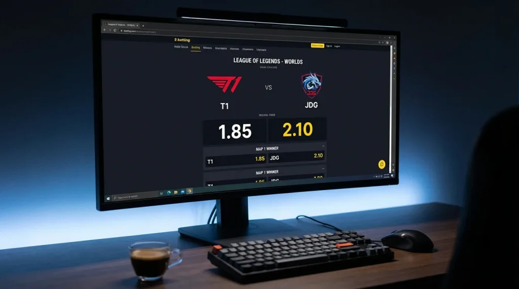 Écran affichant des cotes de paris sur un match League of Legends