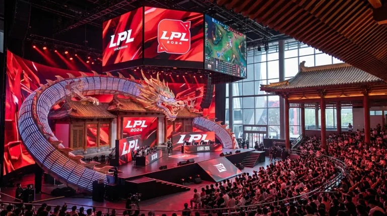 Studio de compétition LPL en Chine avec match de League of Legends