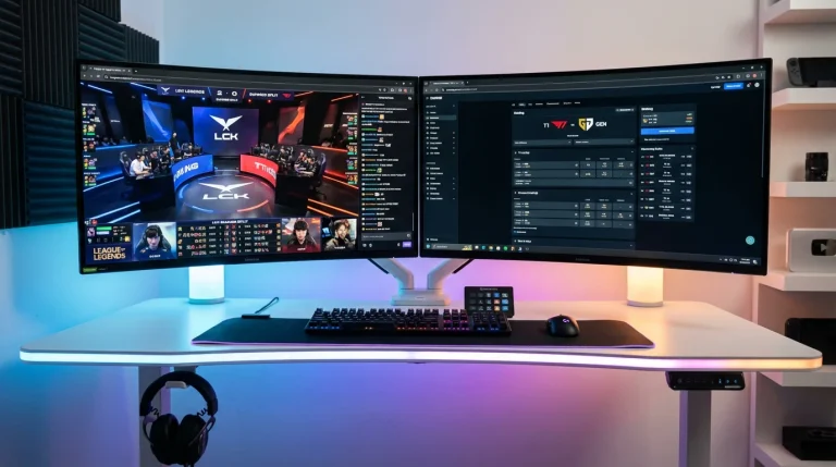 Écran de streaming affichant un match League of Legends avec interface de paris esport